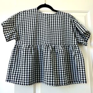 SHEIN Black and White Checkered Blouse